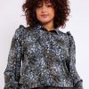 Grote Maten Mode Exxcellent | Exxcellent Blouse Rodi 23Nze13 - 706607 Groen/Licht Jeansblauw