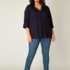 Grote Maten Mode Base Level Curvy | Base Level Curvy Blouse Airene 012 Dark Blue