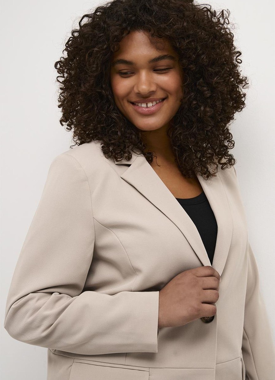 Grote Maten Mode Kaffe Curve | Kaffe Curve Blazer Sakira 10580933 - 151305 Feather Gray