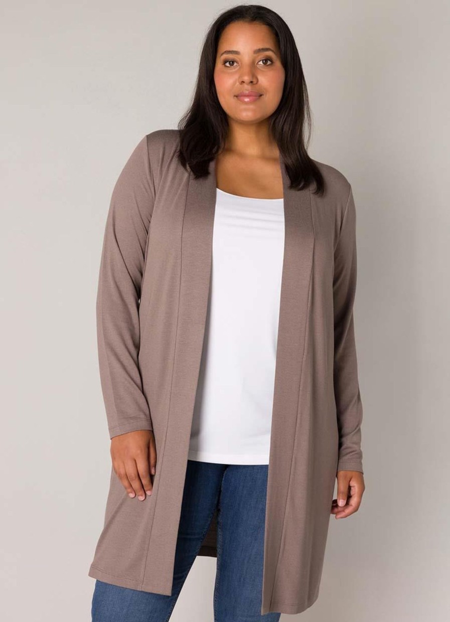 Grote Maten Mode Base Level Curvy | Base Level Curvy Vest Ayla Long 001- 9043 Taupe