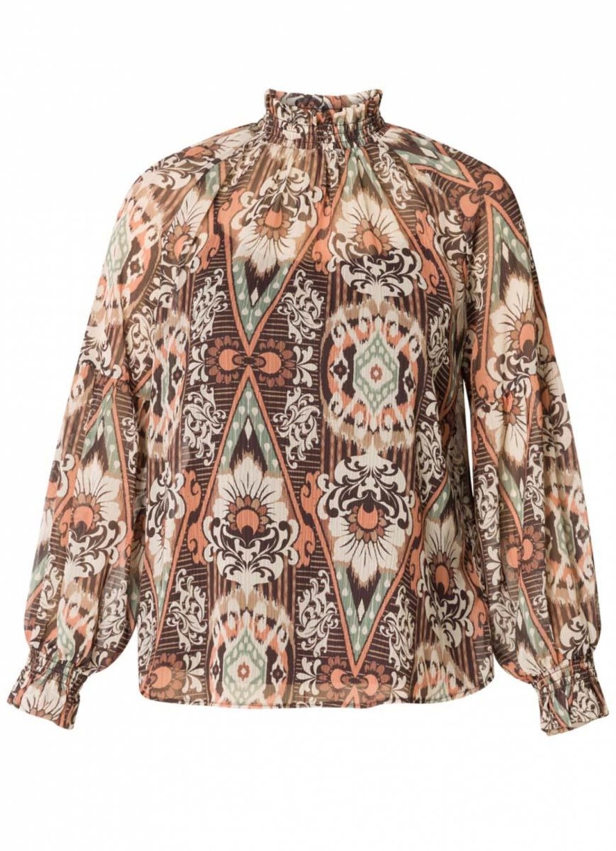 Grote Maten Mode Yesta | Yesta Blouse Roxy A004080 - Terracotta/ Multi Colour