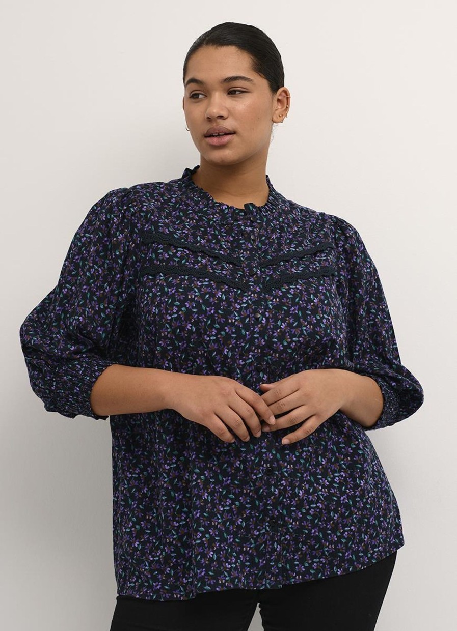 Grote Maten Mode Kaffe Curve | Kaffe Curve Blouse Nomi 10581788 - 104817 Heliotrope Flower