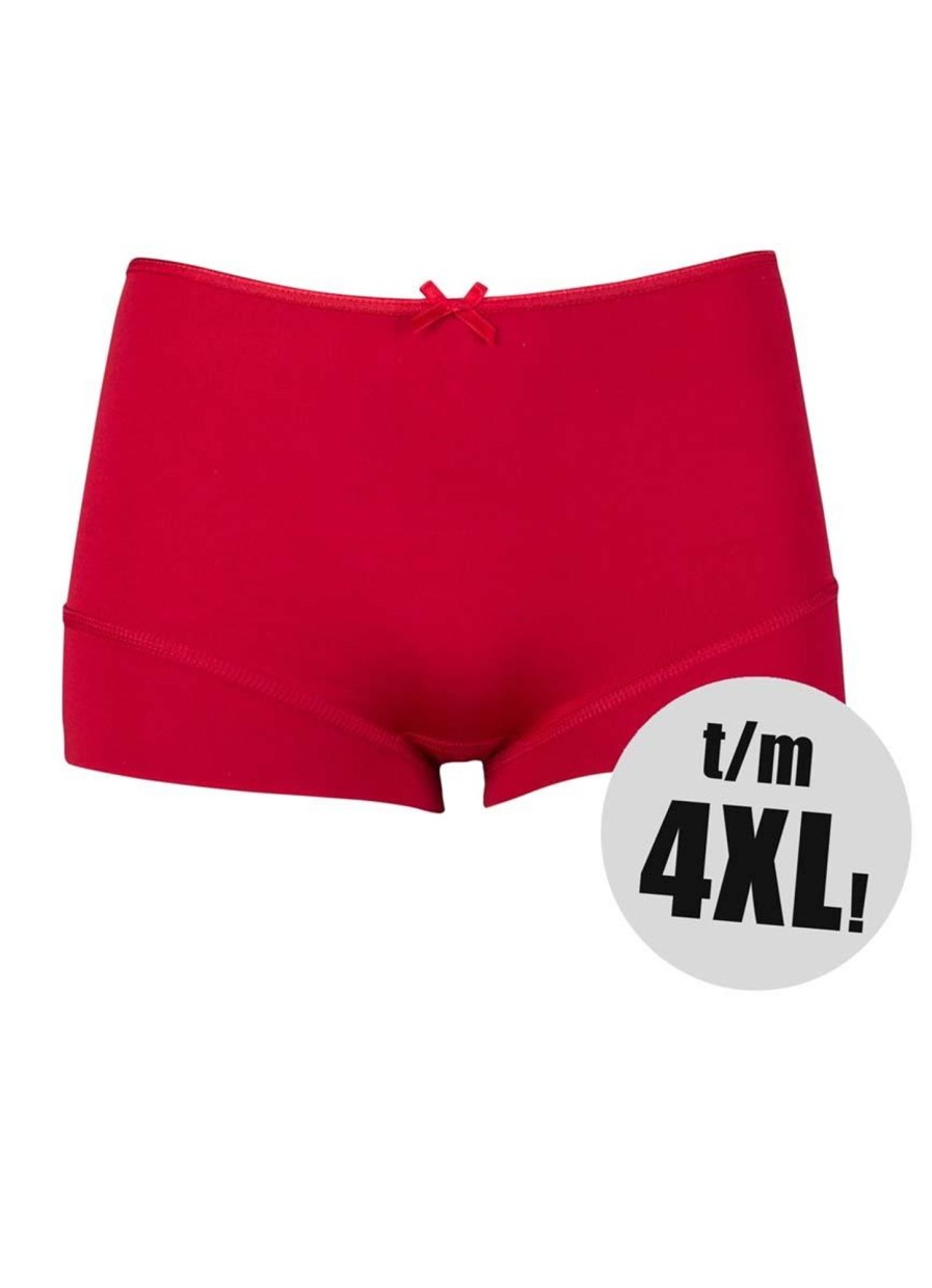 Grote Maten Mode Dit elastische | Rj Bodywear Short Pure Color 31-008-229 Rood