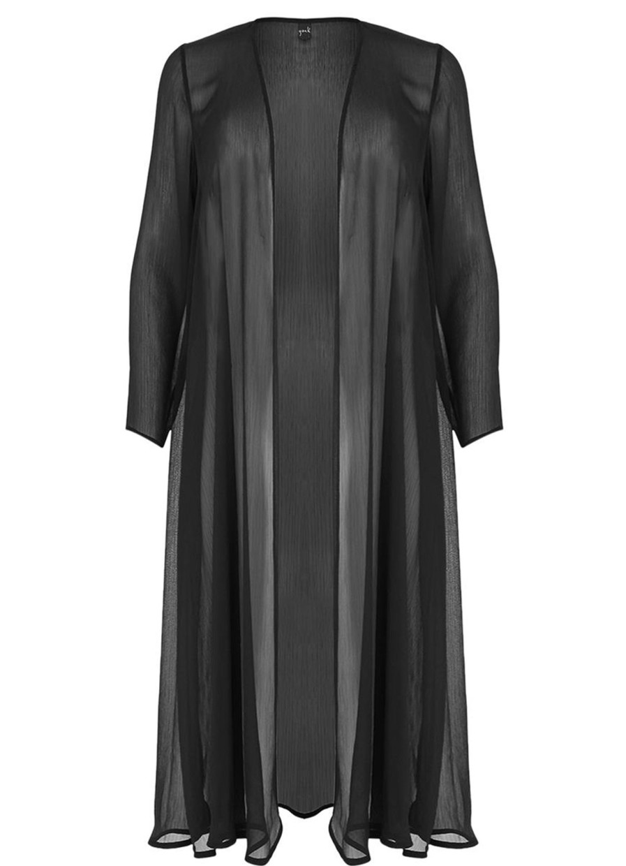 Grote Maten Mode Yoek | Yoek Vest Long Voile 172642 - 210 Black