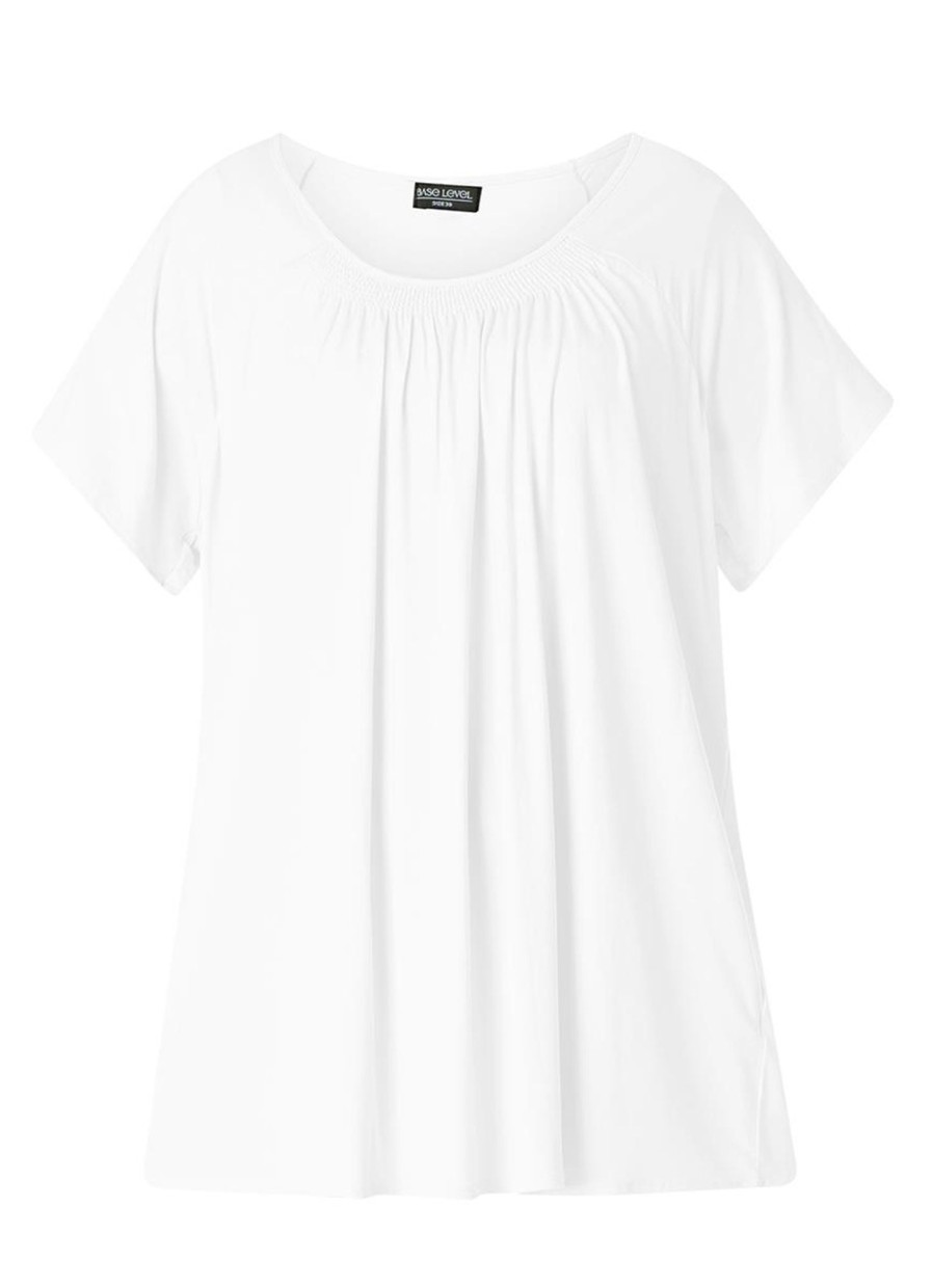 Grote Maten Mode Base Level Curvy | Base Level Curvy Shirt Yokia 004 White