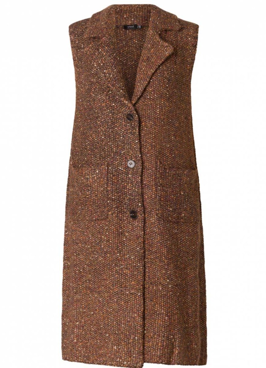 Grote Maten Mode Yesta | Yesta Vest Rosalynn A004095 - Warm Brown Multi