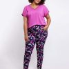 Grote Maten Mode Exxcellent | Exxcellent Broek Felize 23Wfe34 - 615305 Saffierblauw/Fel Roze