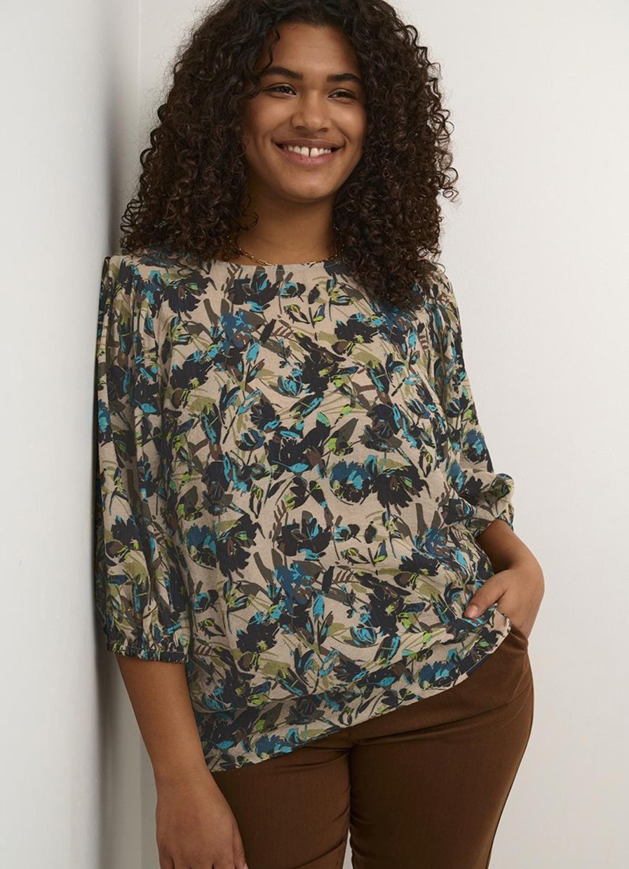 Grote Maten Mode Kaffe Curve | Kaffe Curve Blouse Olgi 10581660 - 104490 Shattered Flower Print