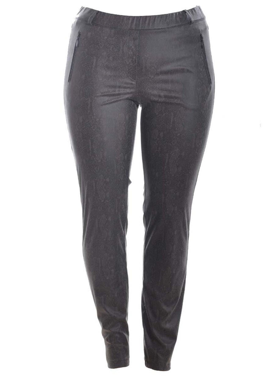 Grote Maten Mode Stark | Stark Broek Janna Zip 135-3314-432 Kl. 93 Grijs/Bruin