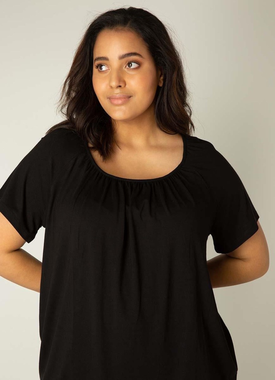 Grote Maten Mode Base Level Curvy | Base Level Curvy Shirt Yoni 033 Black