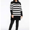 Grote Maten Mode Yoek | Yoek Trui Breton Stripe Wl192715 - 210 Black And White