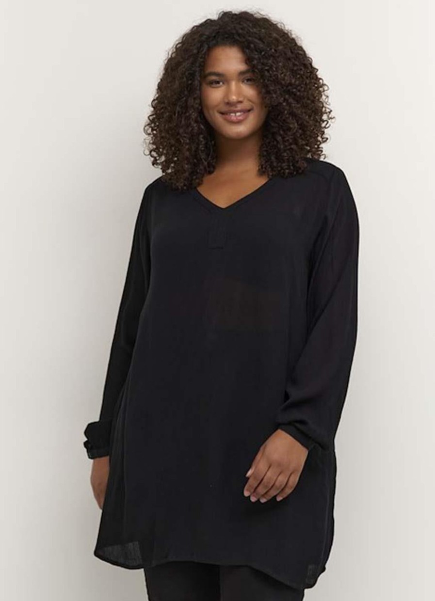 Grote Maten Mode Kaffe Curve | Kaffe Curve Tuniek Ami Ls 10580002-50600 Black Deep