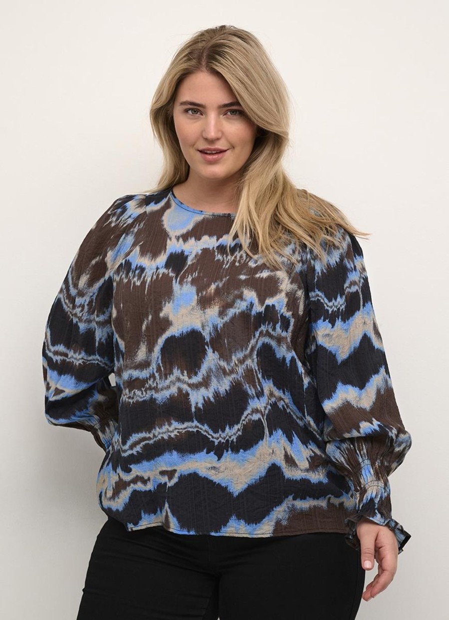 Grote Maten Mode Kaffe Curve | Kaffe Curve Blouse Susse 10581804 - 1104768 Java/Cornflower