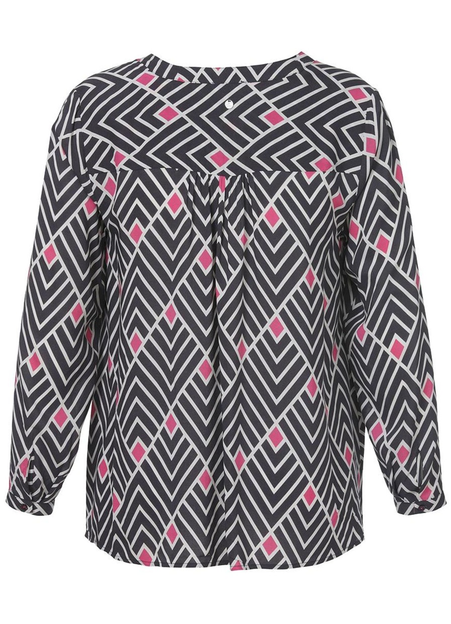 Grote Maten Mode Frapp | Frapp Blouse 1305786 - 127 Antra/Grijs/Pink