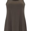 Grote Maten Mode Yoek | Yoek Singlet Flare Dolce B4082-241 Olijfgroen