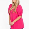 Grote Maten Mode Yoek | Yoek Tunic Flare Puff Organic Cotton B4150 - 265 Pink