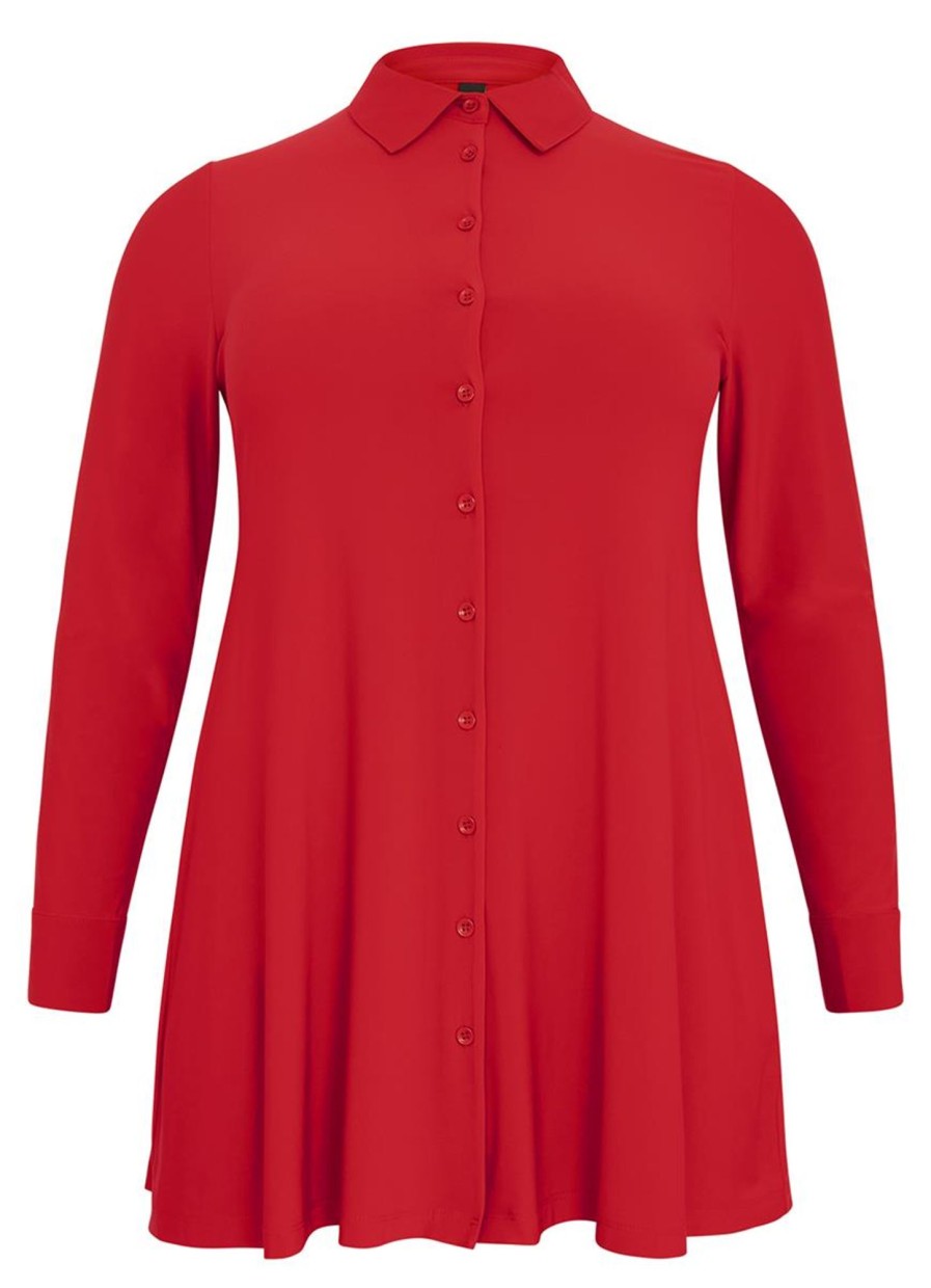 Grote Maten Mode Yoek | Yoek Blouse A-Line Dolce B3724 - 260 Red