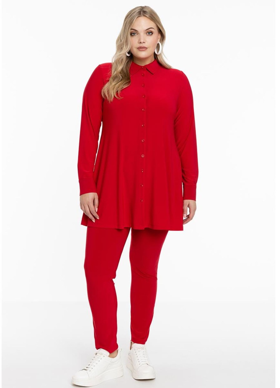 Grote Maten Mode Yoek | Yoek Blouse A-Line Dolce B3724 - 260 Red