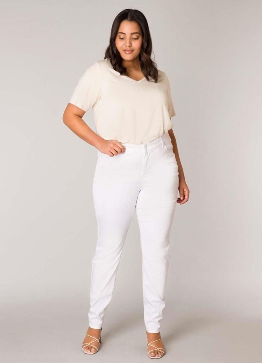 Grote Maten Mode Base Level Curvy | Base Level Curvy Broek Joya White 040