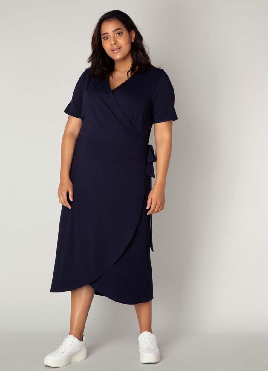 Grote Maten Mode Base Level Curvy | Base Level Curvy Jurk Abbie 034 Dark Blue