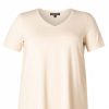 Grote Maten Mode Base Level Curvy | Base Level Curvy Shirt Alba 018 Light Beige