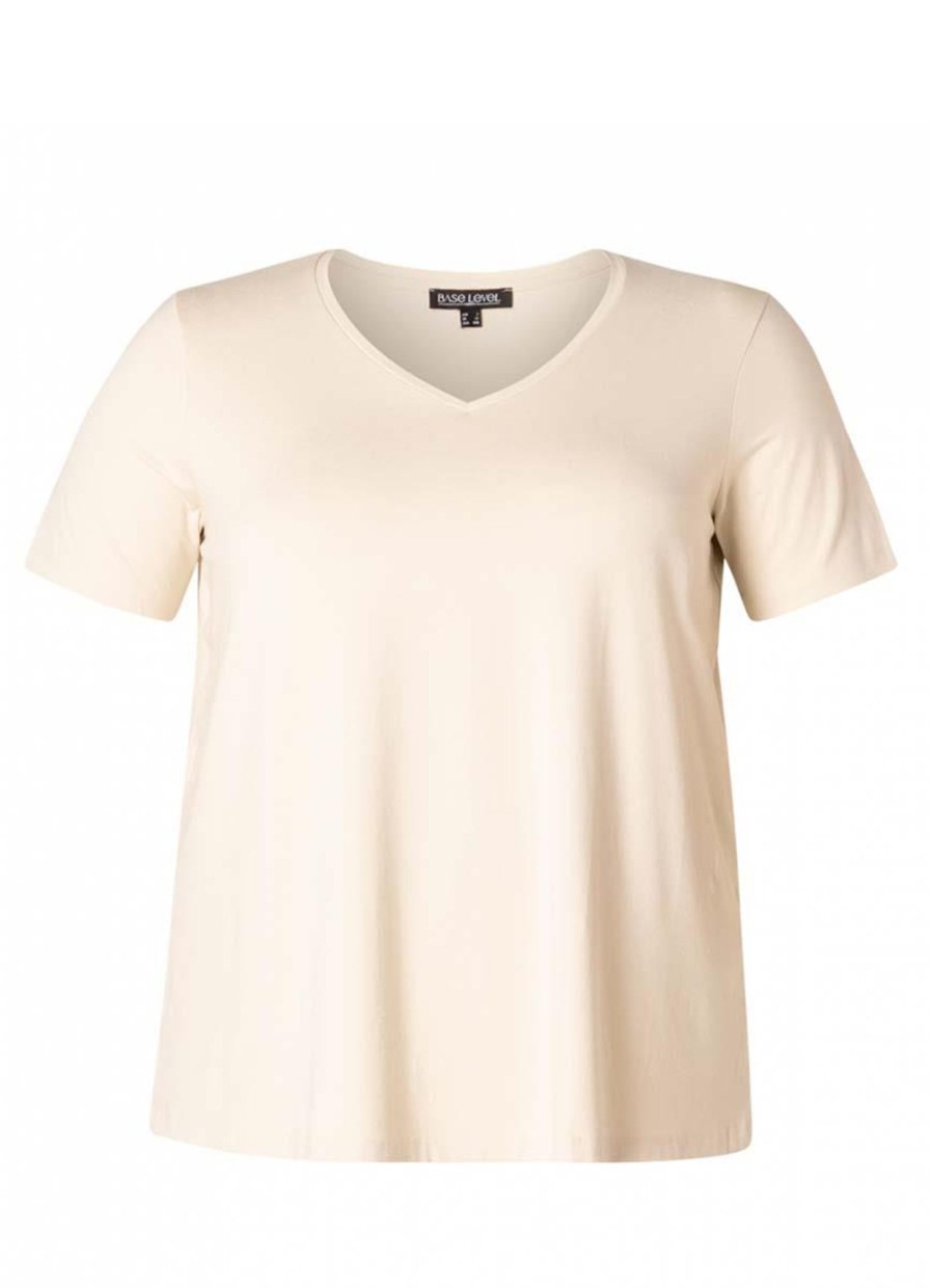 Grote Maten Mode Base Level Curvy | Base Level Curvy Shirt Alba 018 Light Beige