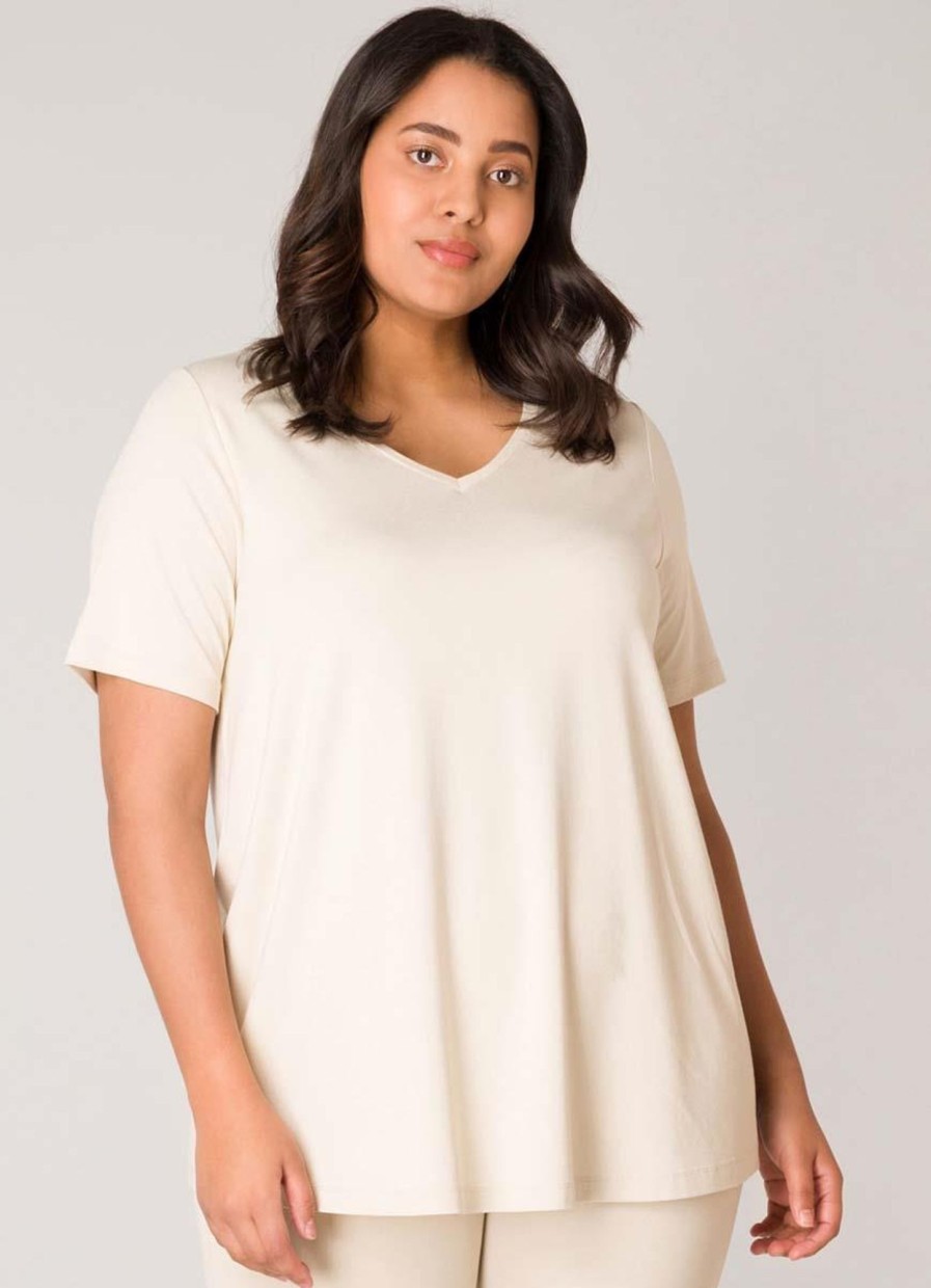 Grote Maten Mode Base Level Curvy | Base Level Curvy Shirt Alba 018 Light Beige