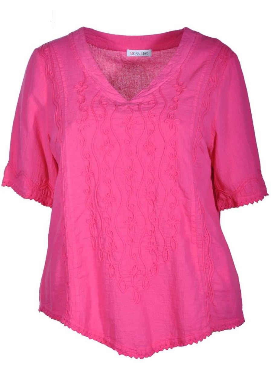 Grote Maten Mode Mona Lisa | Mona Lisa Blouse 805-83-33 Fuchsia