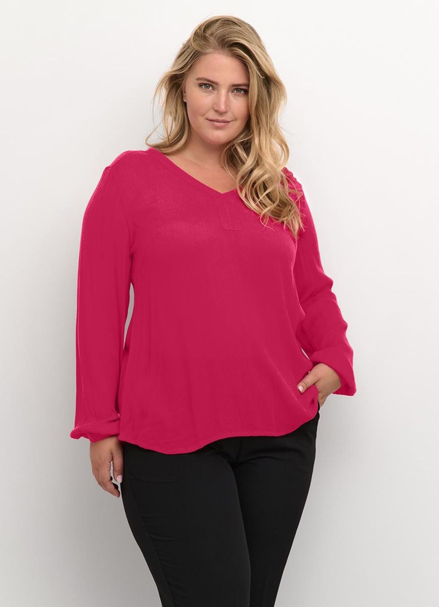 Grote Maten Mode Kaffe Curve | Kaffe Curve Blouse Ami Ls 10580001 - 181856 Virtual Pink