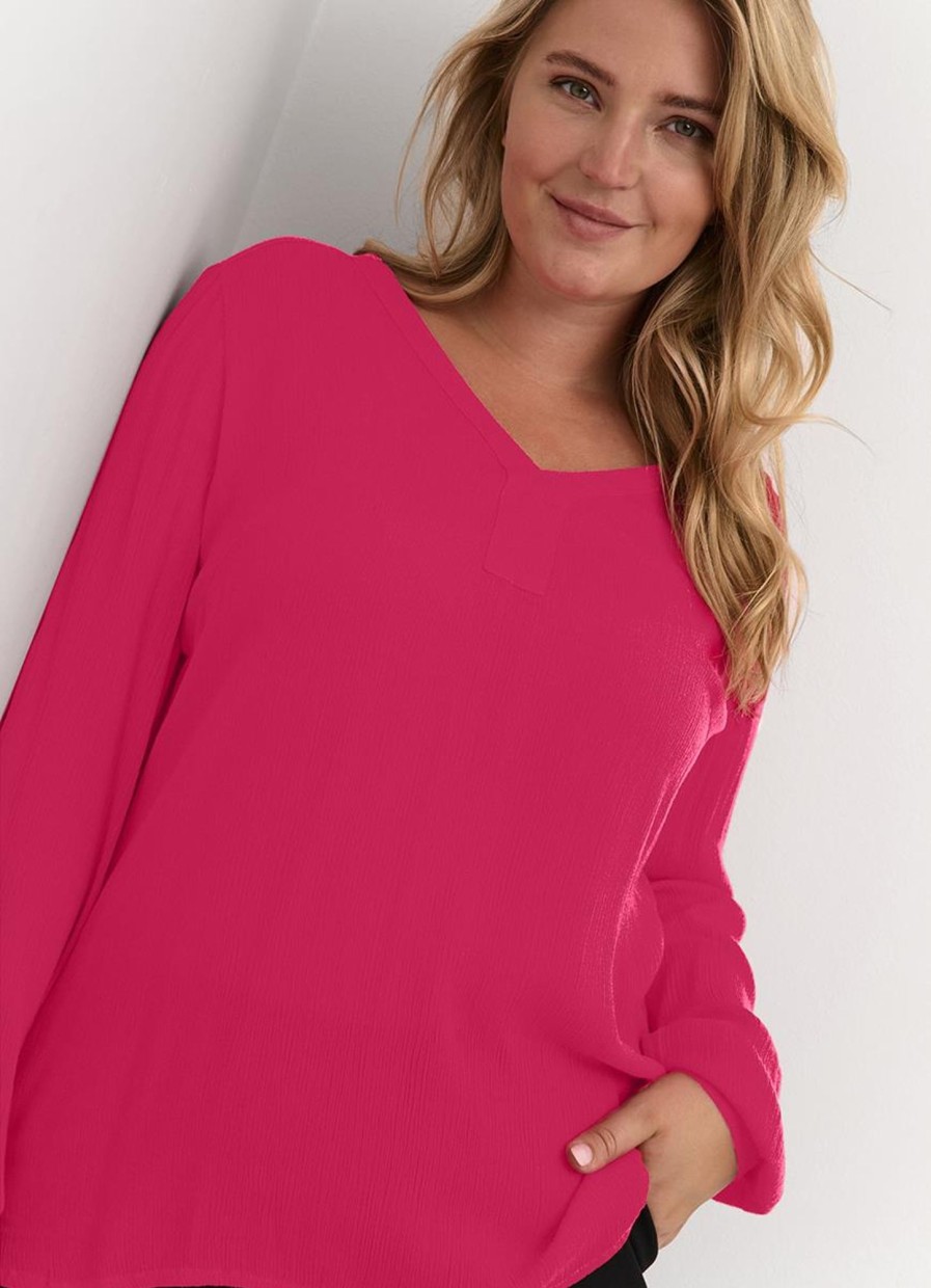 Grote Maten Mode Kaffe Curve | Kaffe Curve Blouse Ami Ls 10580001 - 181856 Virtual Pink