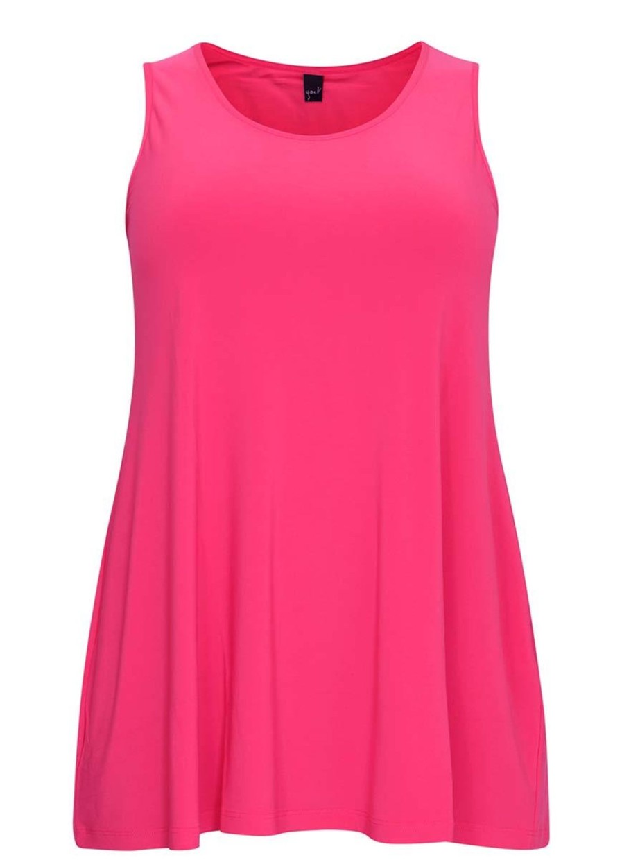 Grote Maten Mode Yoek | Yoek Singlet Flare Dolce B4082-265 Pink