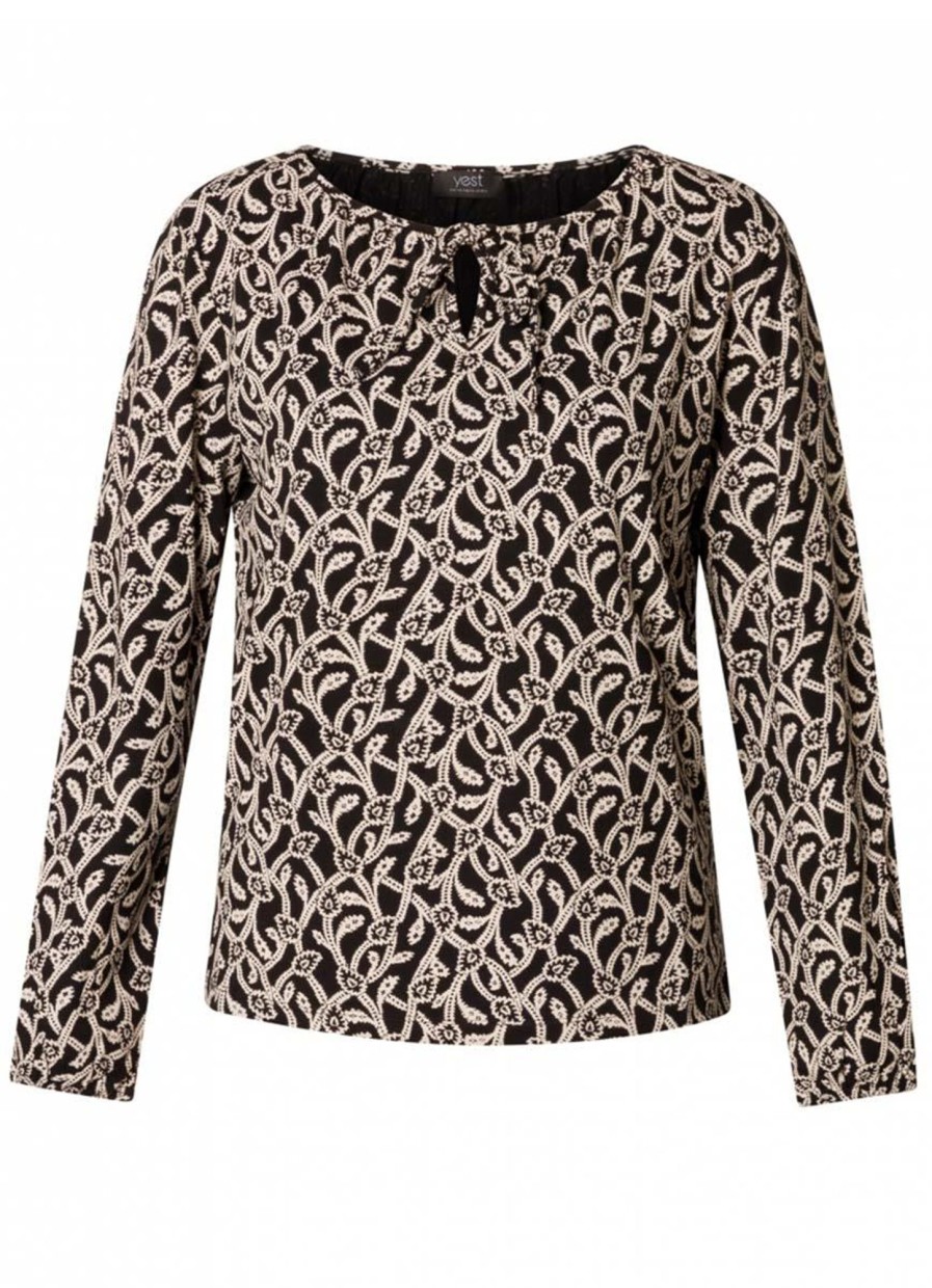 Grote Maten Mode Yesta | Yesta Top Raquel A004102 - Soft Sand/Black