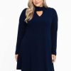 Grote Maten Mode Yoek | Yoek Tunic Wide Bottom Diagonal 144711 Marine