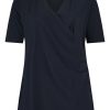 Grote Maten Mode Plusbasics | Plusbasics Wrap Top Ss Travel 10211292 - 243 Navy