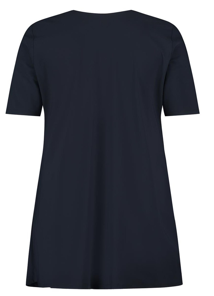 Grote Maten Mode Plusbasics | Plusbasics Wrap Top Ss Travel 10211292 - 243 Navy