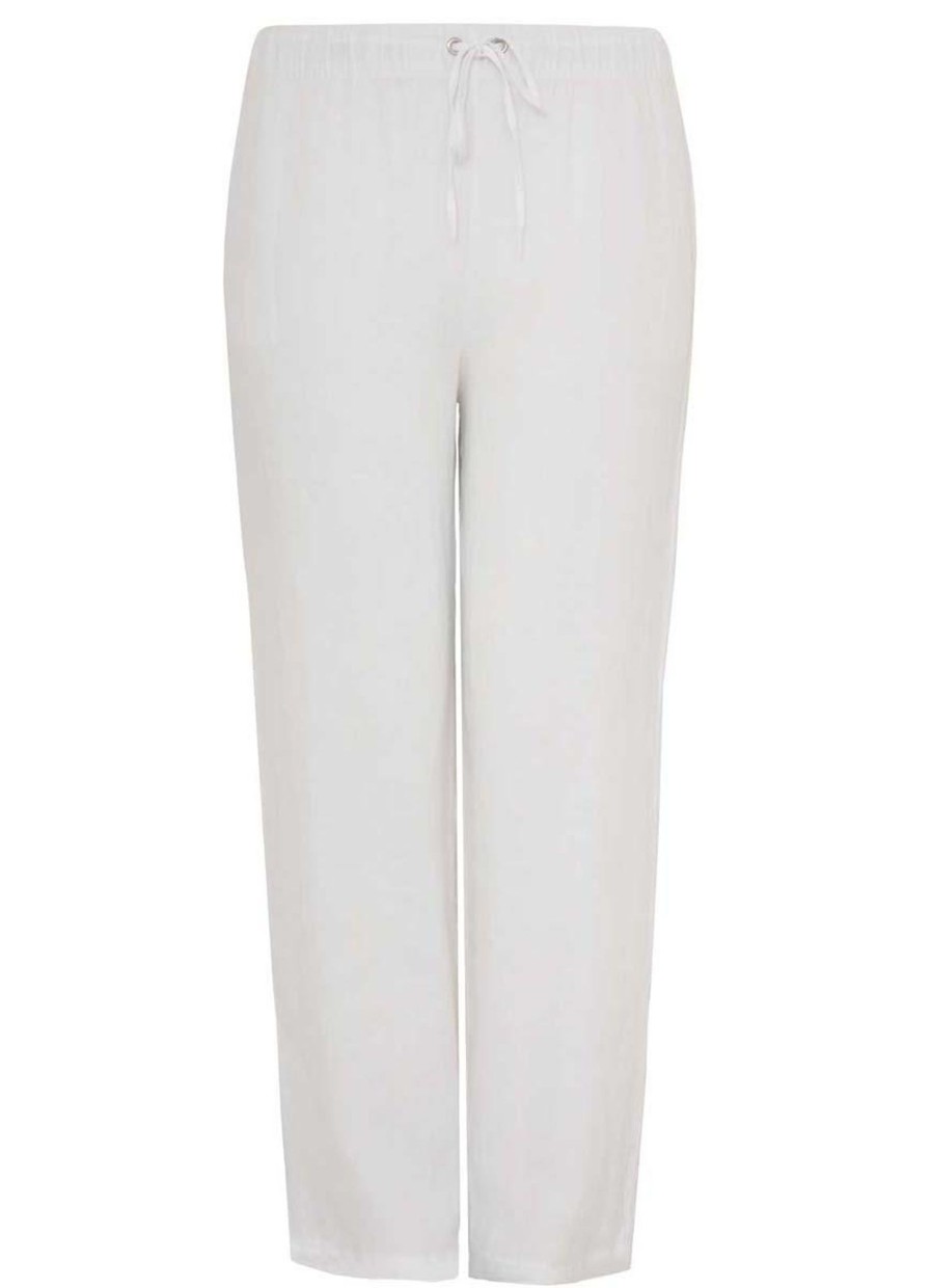 Grote Maten Mode Yoek | Yoek Broek Long Linen B5521 - 201 White