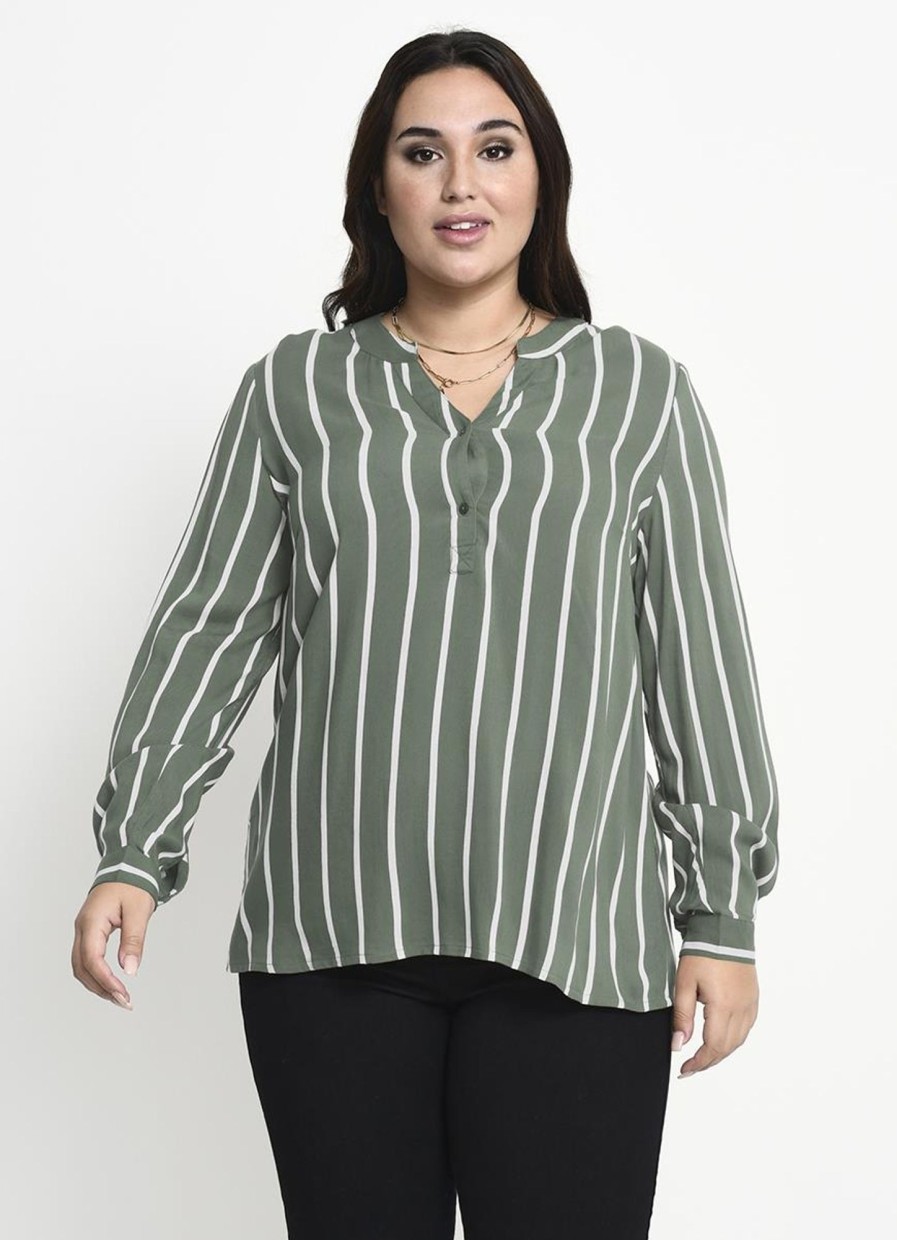 Grote Maten Mode Kaffe Curve | Kaffe Curve Blouse Sida 10580350 - Artikchoke Green/Chalk