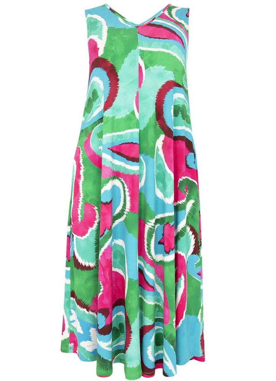 Grote Maten Mode Yoek | Yoek Jurk Sleeveless Batik Wl167001