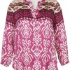 Grote Maten Mode Via Appia Due | Via Appia Due Blouse 653793 - 643 Pink-Wine Red-Ecru