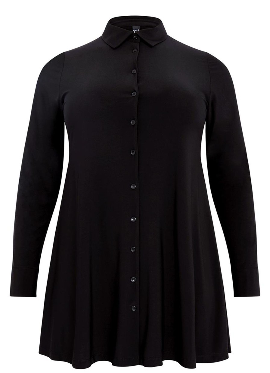 Grote Maten Mode Yoek | Yoek Blouse A-Line Dolce B3724 - 210 Black