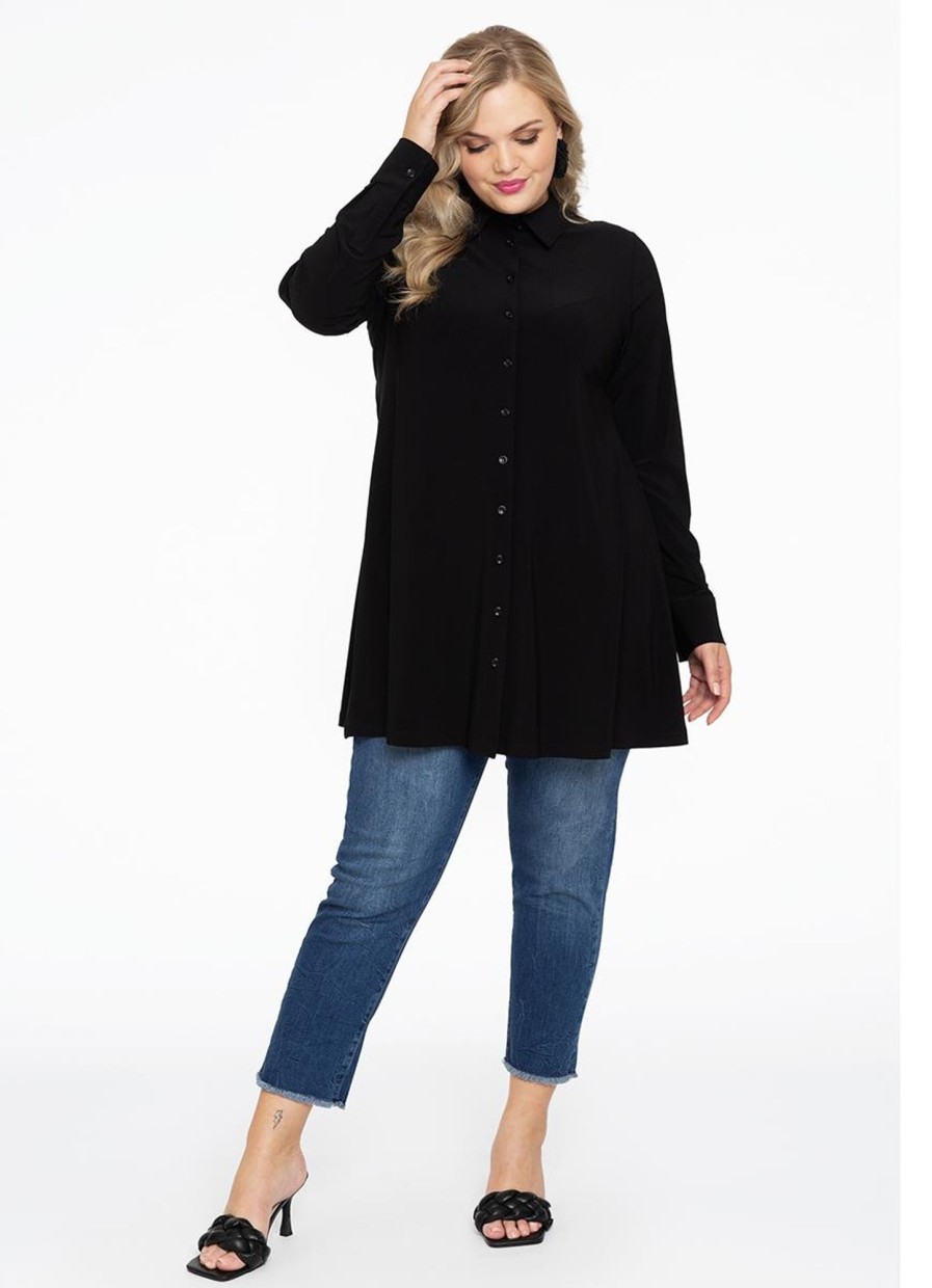 Grote Maten Mode Yoek | Yoek Blouse A-Line Dolce B3724 - 210 Black