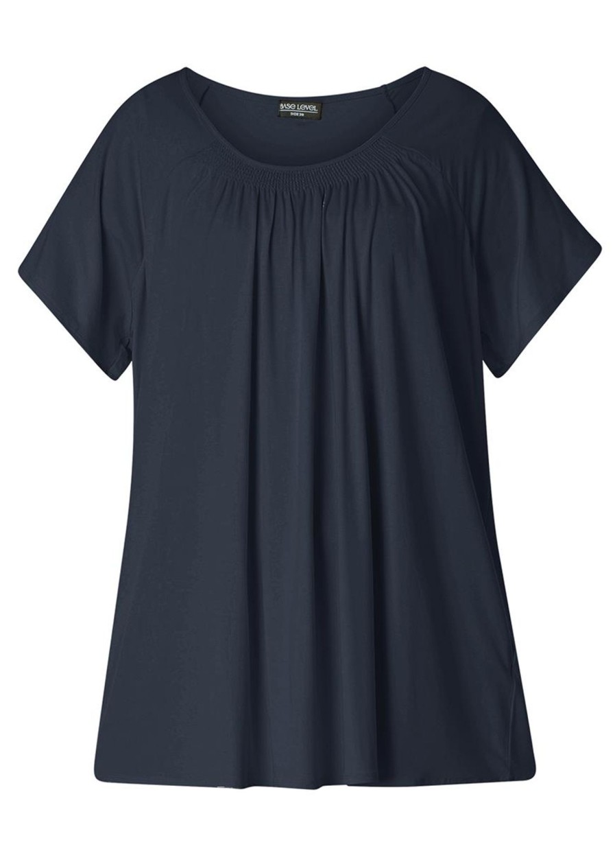 Grote Maten Mode Base Level Curvy | Base Level Curvy Shirt Yokia 004 Dark Blue