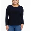 Grote Maten Mode Yoek | Yoek Shirt Long Sleeve Dolce B4553 Marine