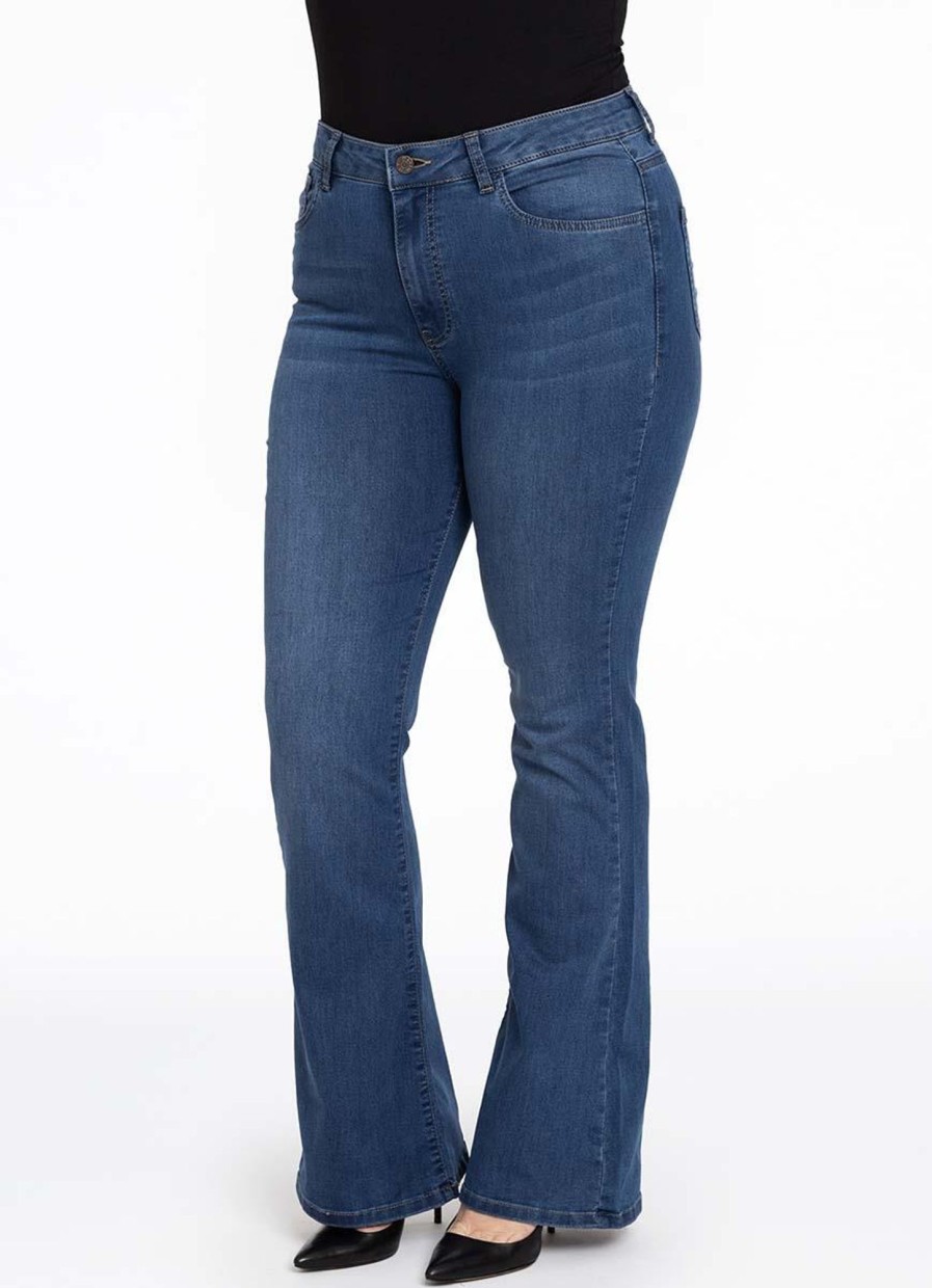 Grote Maten Mode Yoek | Yoek Jeans Flare B5598 - 232 Indigo