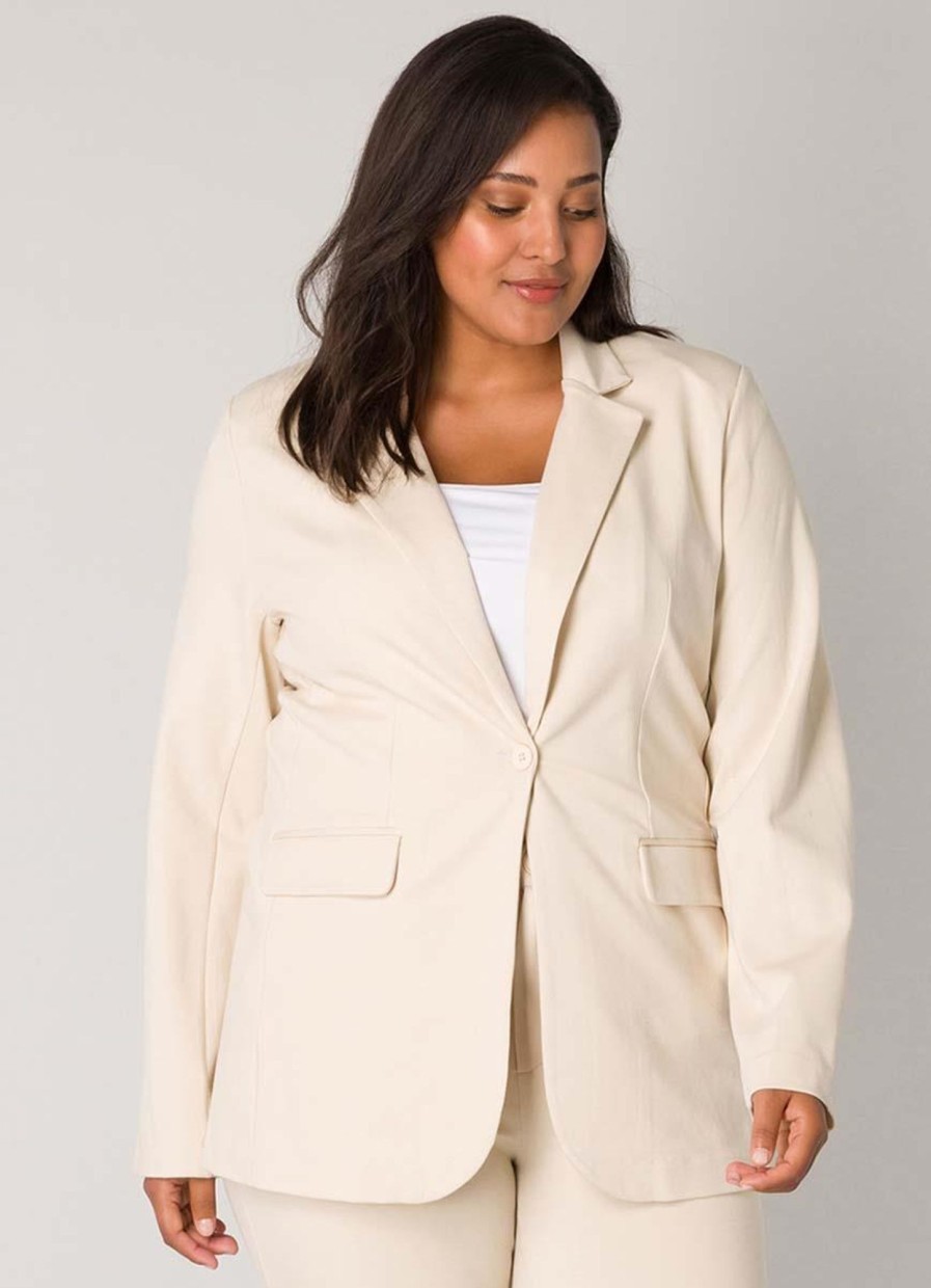 Grote Maten Mode Base Level Curvy | Base Level Curvy Blazer Yacey 080 Light Beige