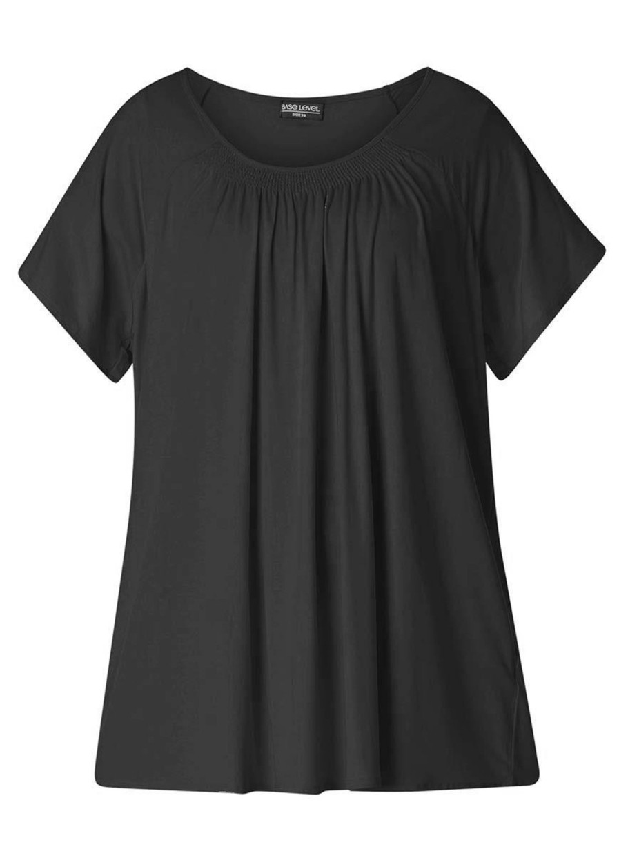 Grote Maten Mode Base Level Curvy | Base Level Curvy Shirt Yokia 004 Black