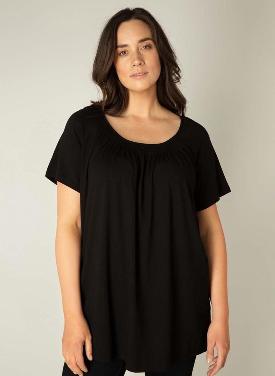 Grote Maten Mode Base Level Curvy | Base Level Curvy Shirt Yokia 004 Black