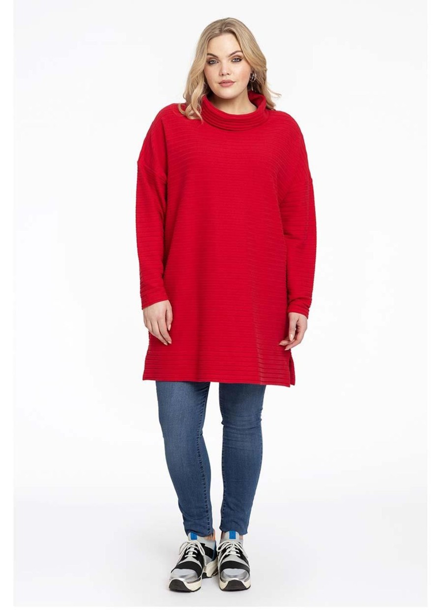 Grote Maten Mode Yoek | Yoek Pullover High Neck Rib 1302908