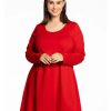 Grote Maten Mode Yoek | Yoek Tuniek Longsleeve Wide Bot Dolce B4577 260 Red