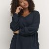 Grote Maten Mode Kaffe Curve | Kaffe Curve Blouse Ami Ls 10580001 - 52737 Midnight Blue